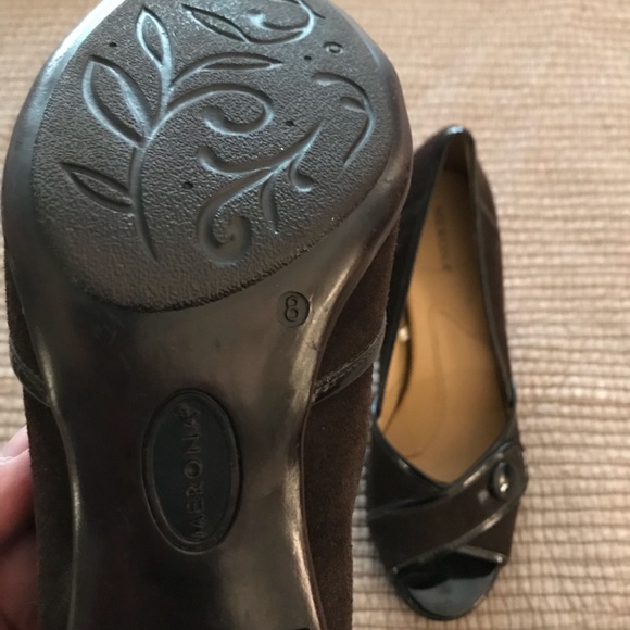 Merona Suede-Finish Brown Peep-Toe Heels - Picture 6 of 8